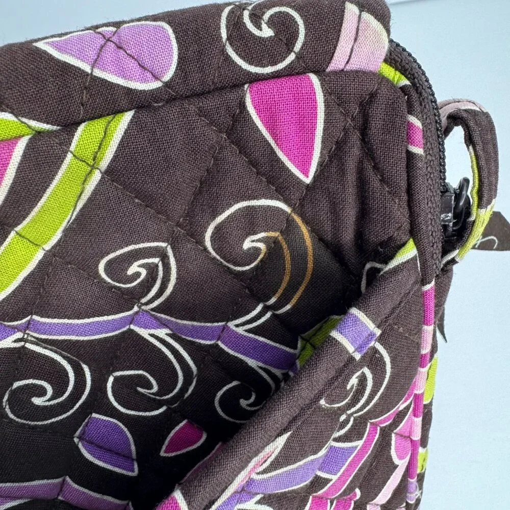 Vintage Vera‎ Bradley Brown with Pink Quilted Crossbody Bag Adjustable Strap